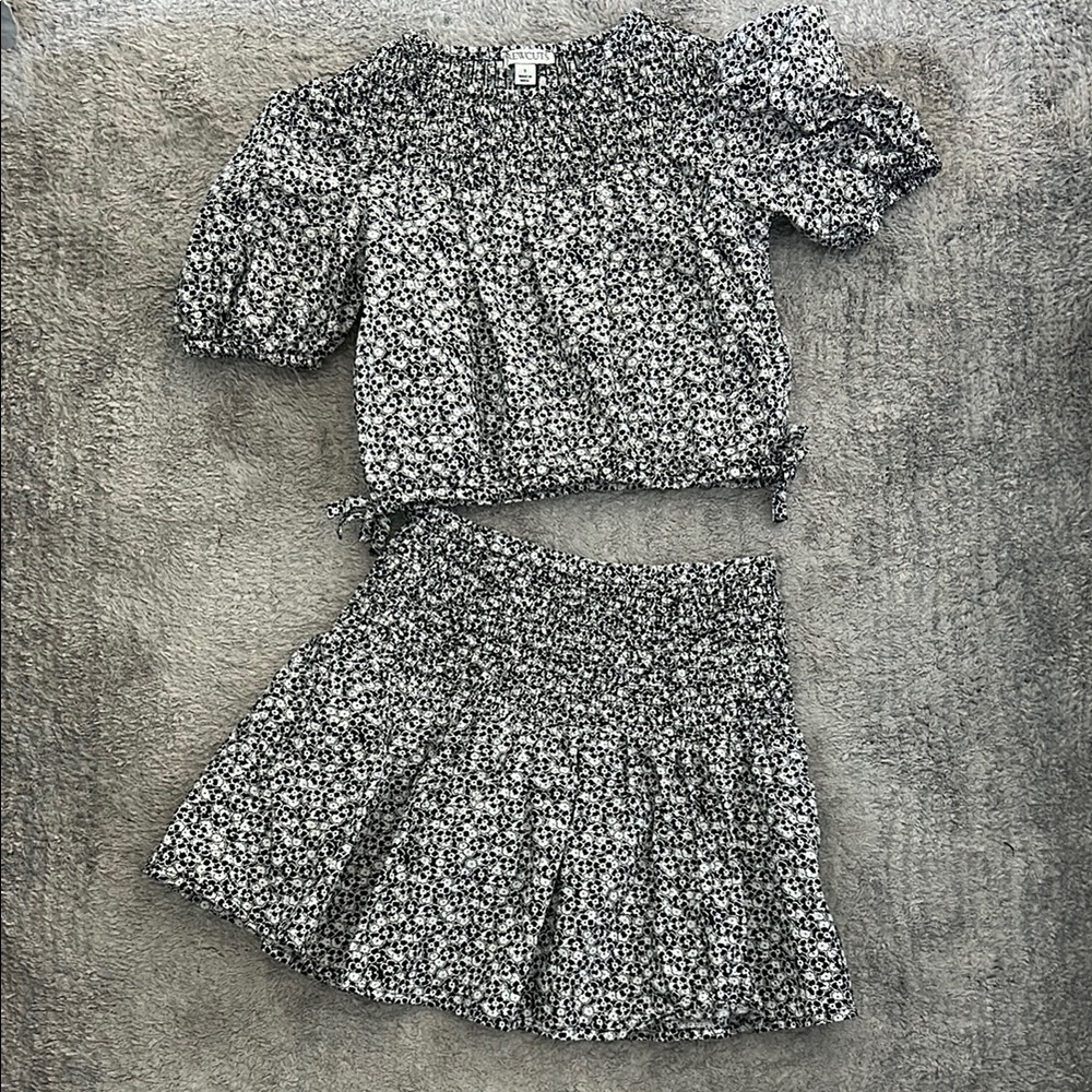 Crewcuts Black and White Floral Set (skirt and top)
